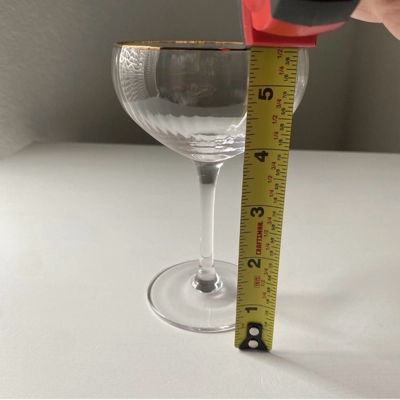 “World Market” Gold Rimmed Ribbed Coupe Glass - Picture 4 of 5